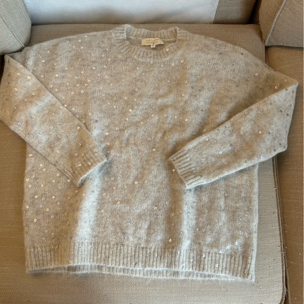 Sezane Ludivine Jumper Mottled Beige / Silver Mohair Knit Sweater French XS/S/M - Picture 7 of 11